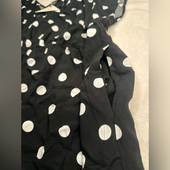 Ava & Viv Dress Womens 1X (18) Black White Polka Dots Midi Dress With Pockets - Picture 6 of 10